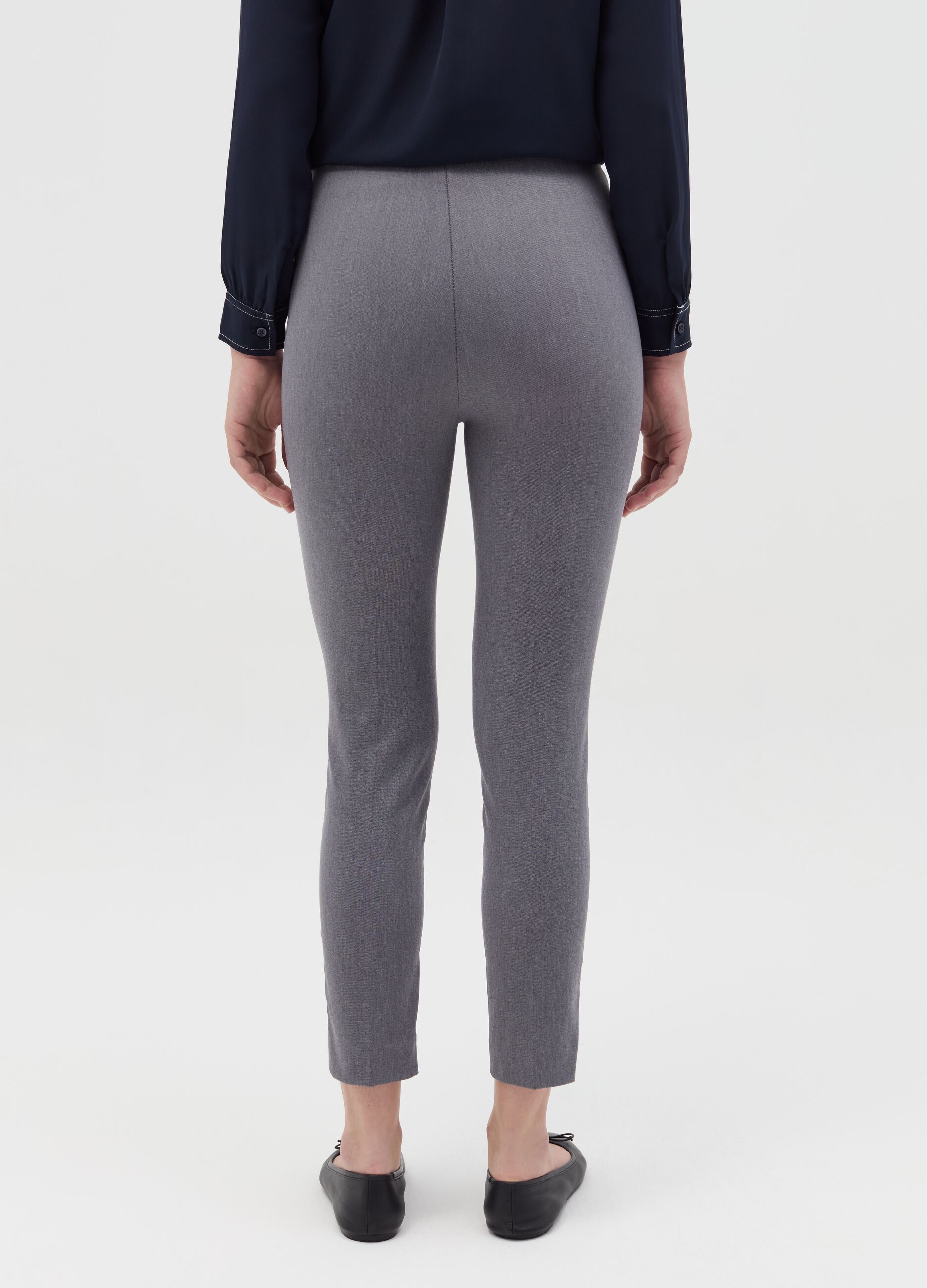 Mélange grey treggings with raised stitching