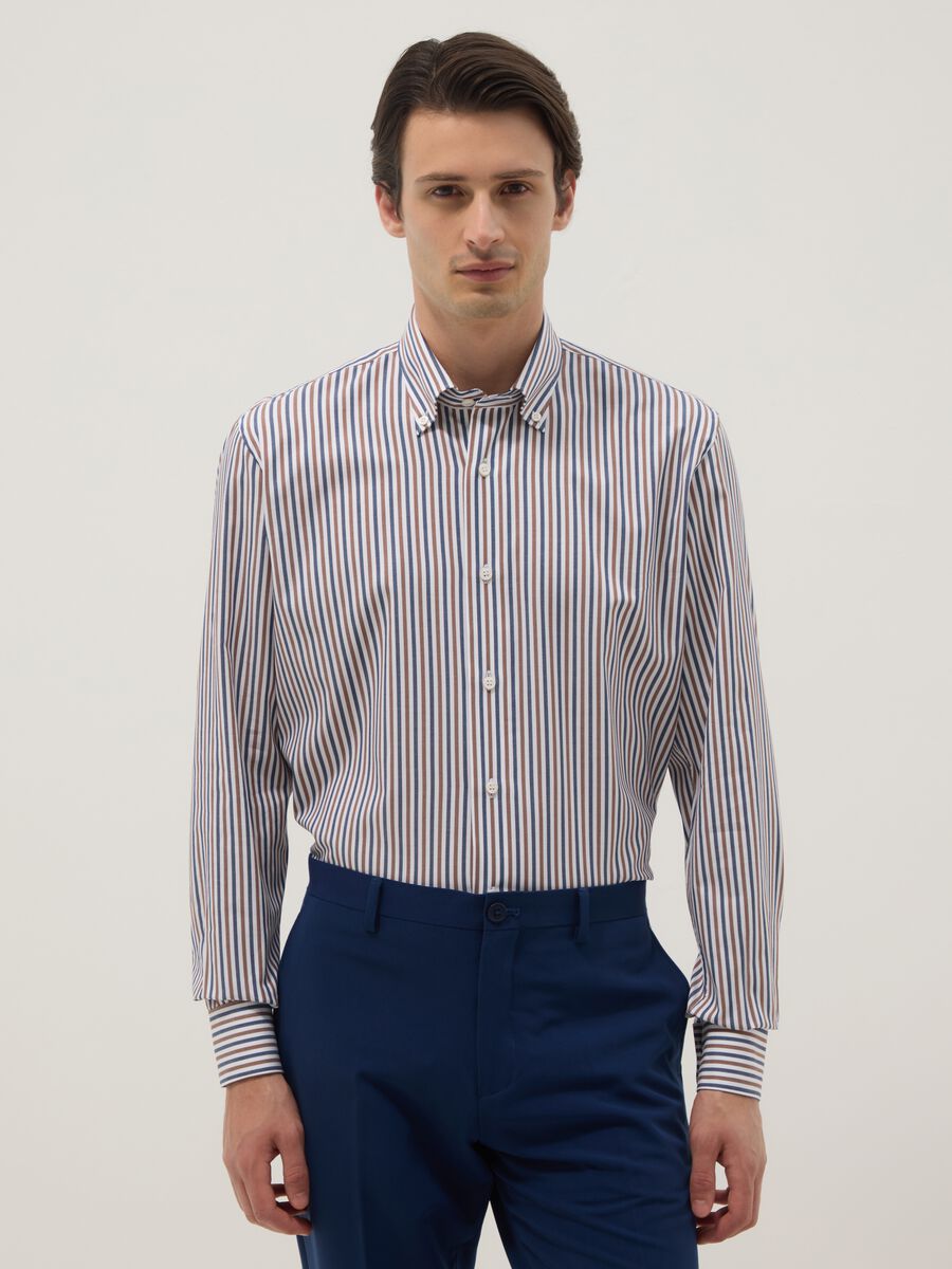 Multicolour Striped Pure Cotton Shirt Regular Fit_0