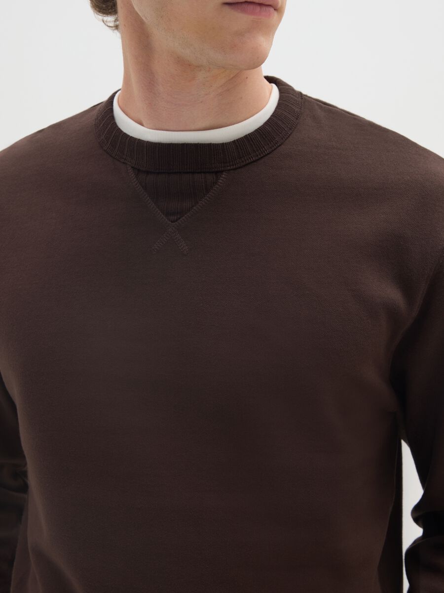 Maglia in puro cotone marrone regular fit_3