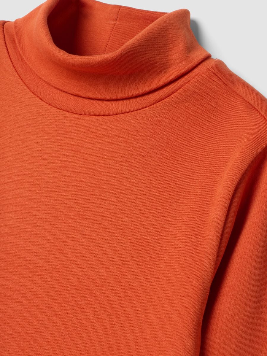 Maglia arancione in puro cotone organico con dolcevita_2