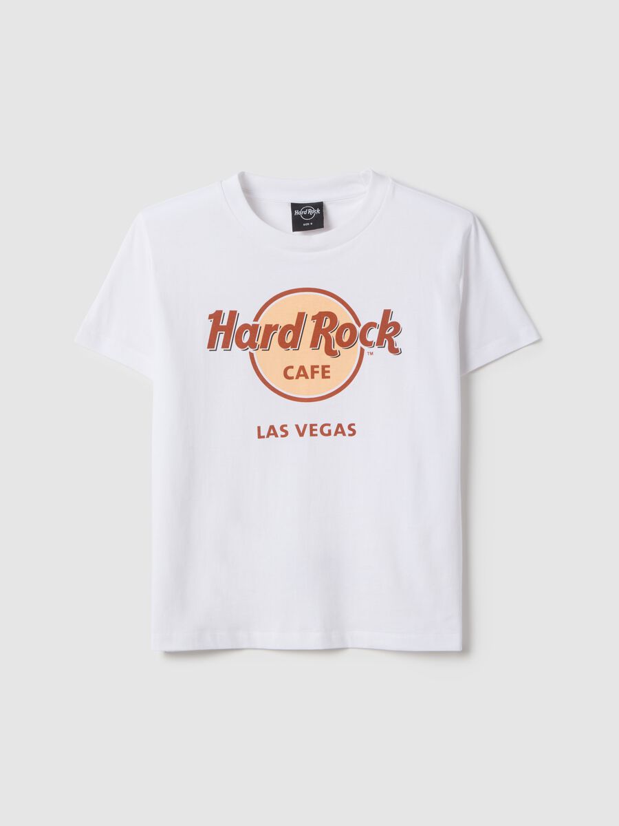 White Pure Cotton Regular Fit T-shirt with Hard Rock Cafe Logo_4