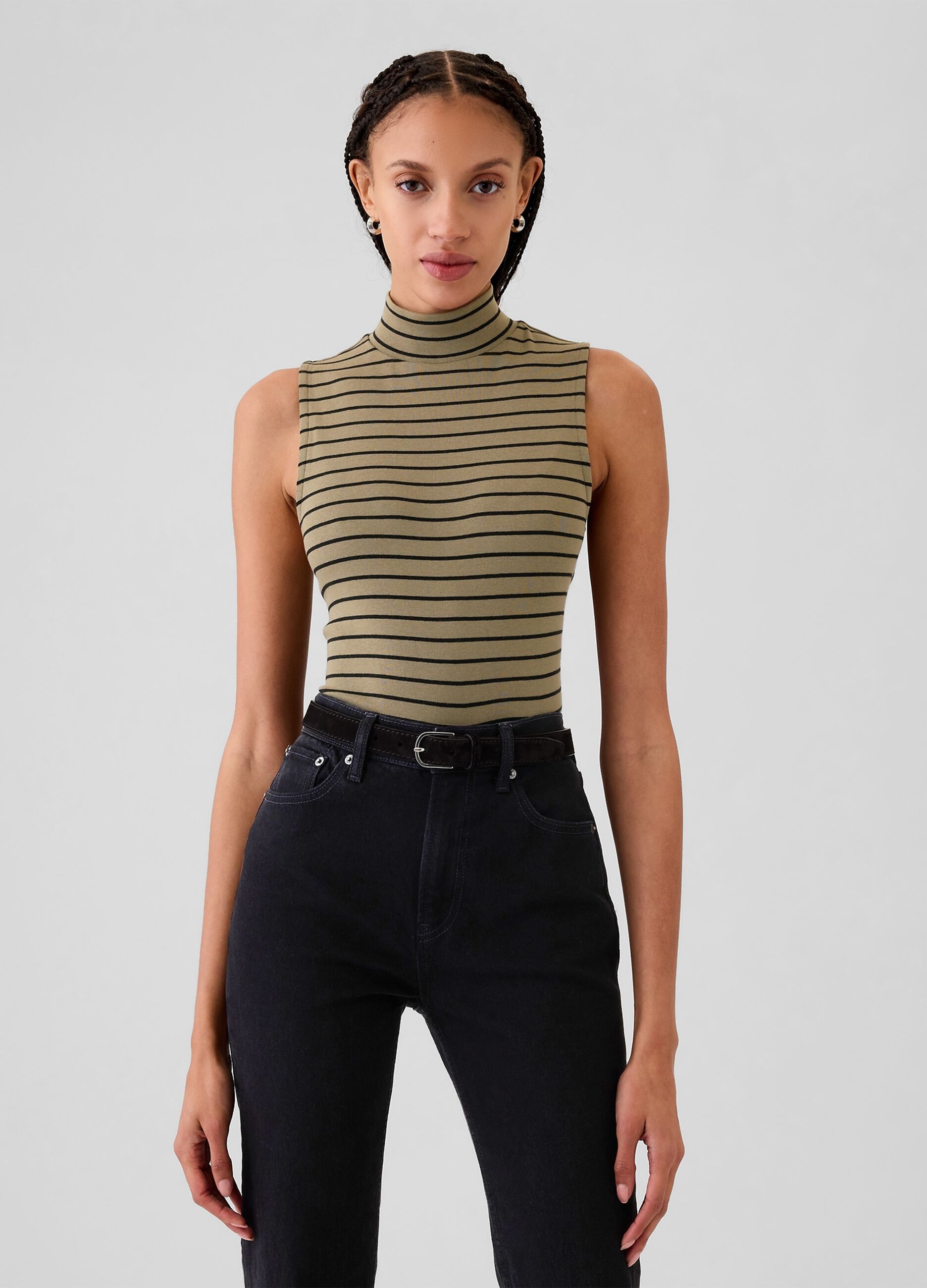 Top smanicato mock neck
