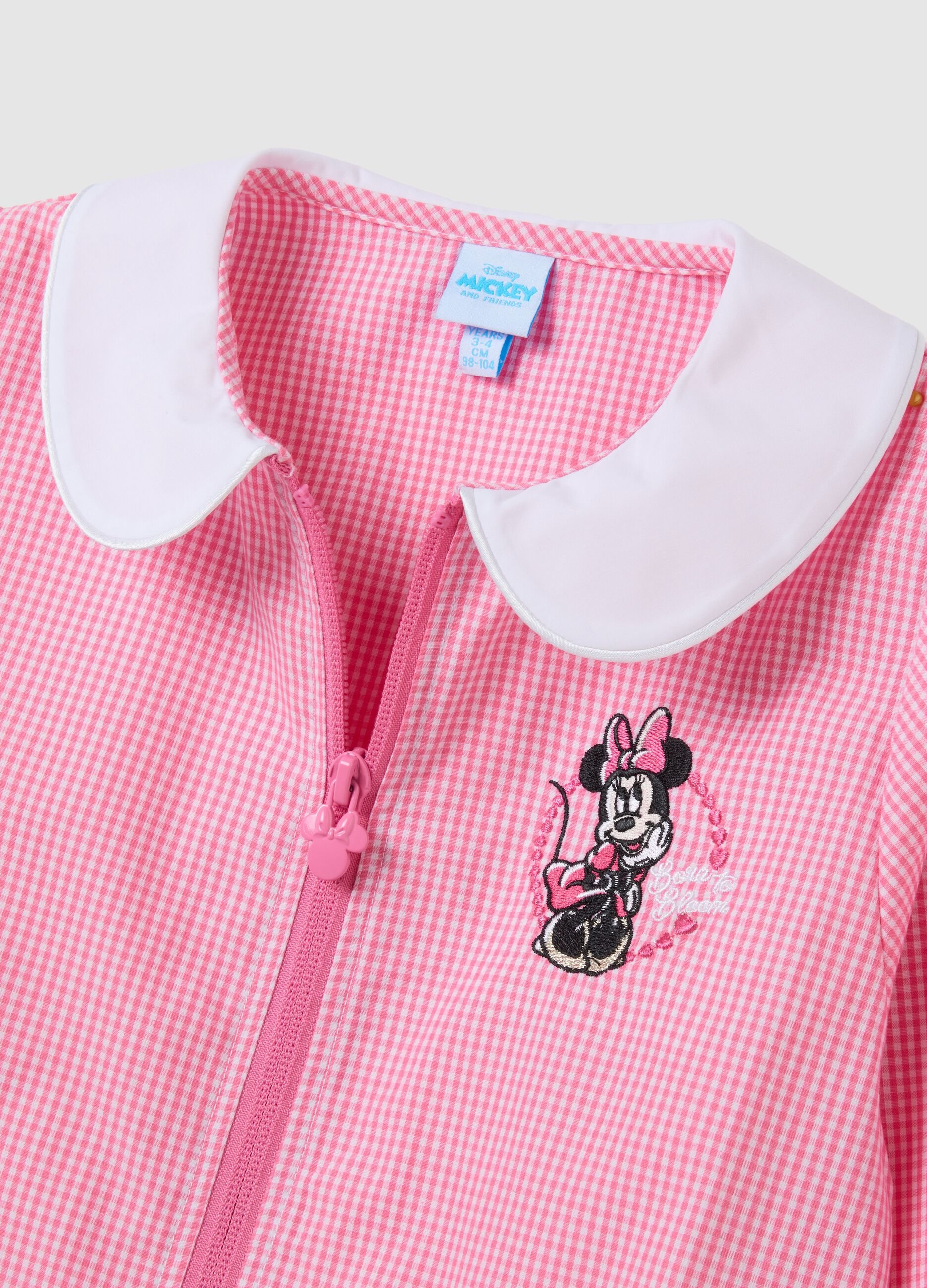 Multicolour cotton blend school apron for girls with Minnie