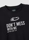 Black pure cotton sweatshirt with front slogan, relaxed fit, for girls_5