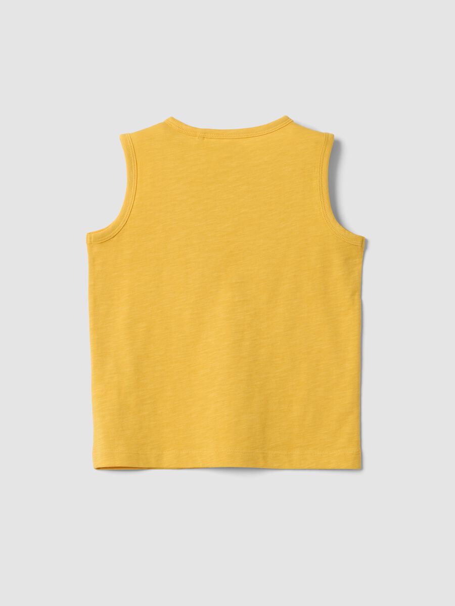 Yellow pure cotton vest top with buttons_1