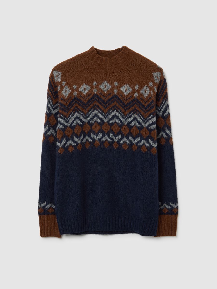 Multicolour regular fit jumper with jacquard pattern_0