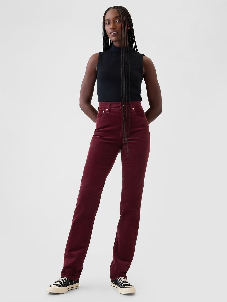 Straight high-rise trousers in corduroy_0
