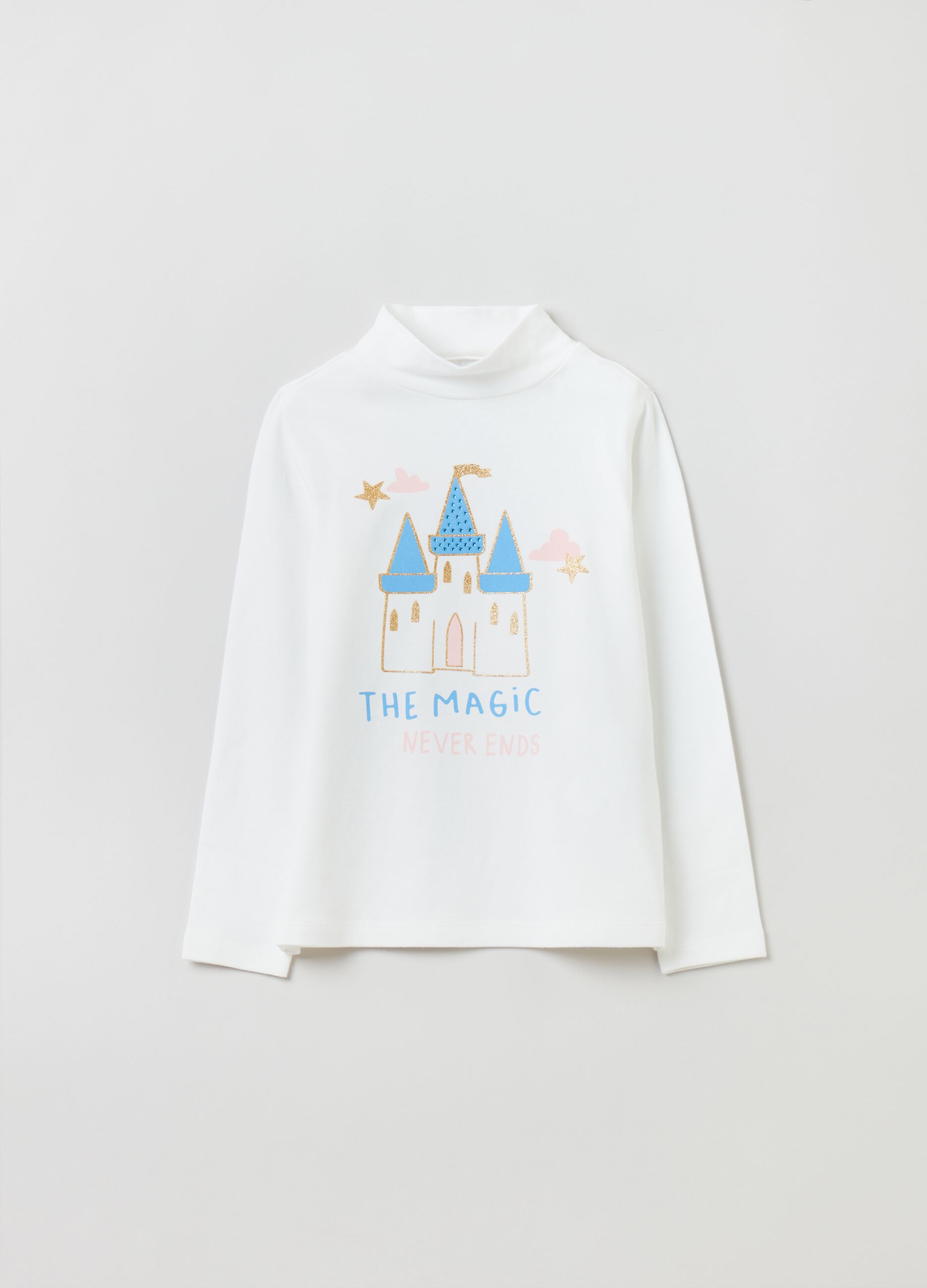 T-shirt a maniche lunghe con collo alto_0