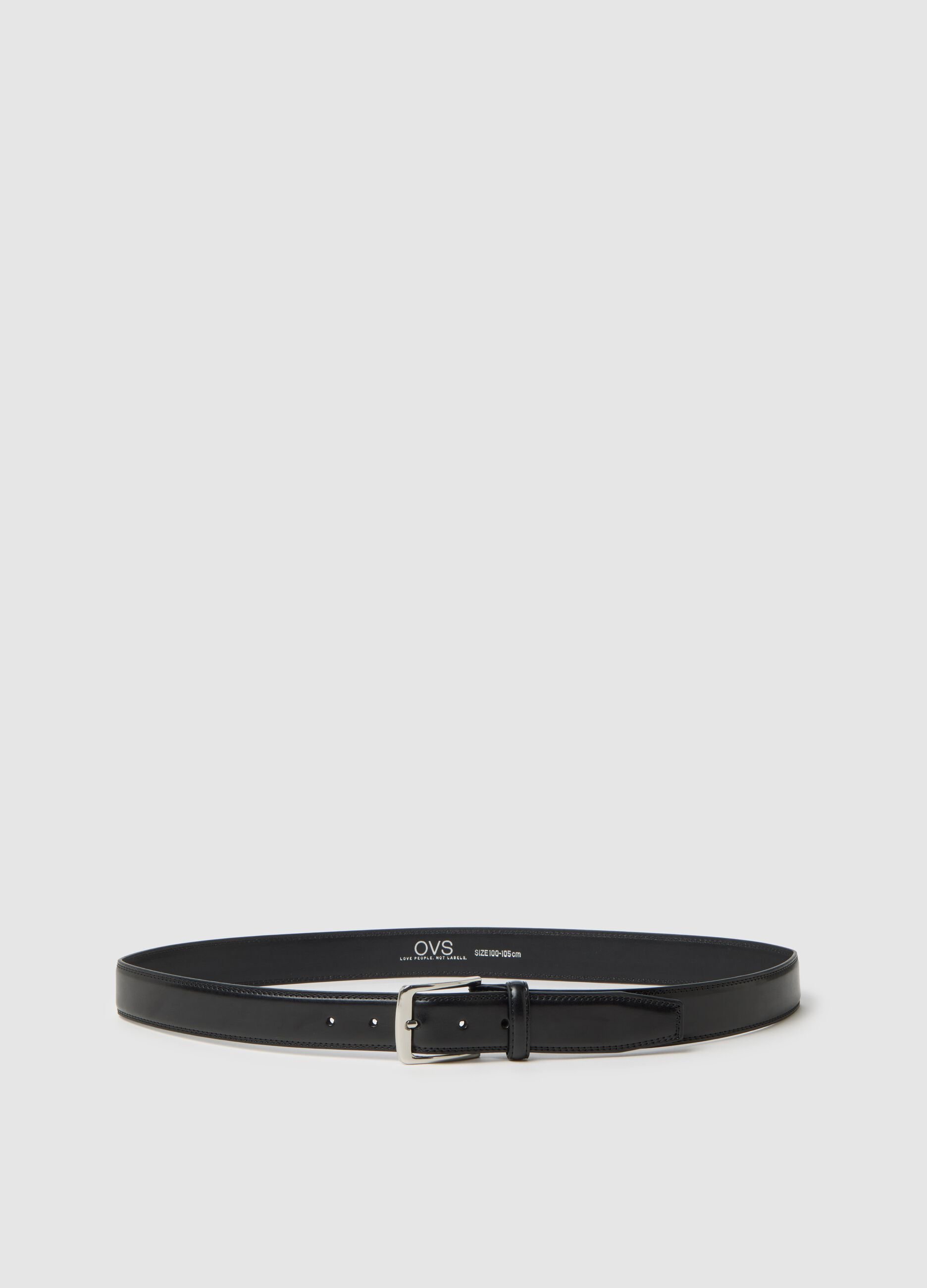 Black genuine leather belt