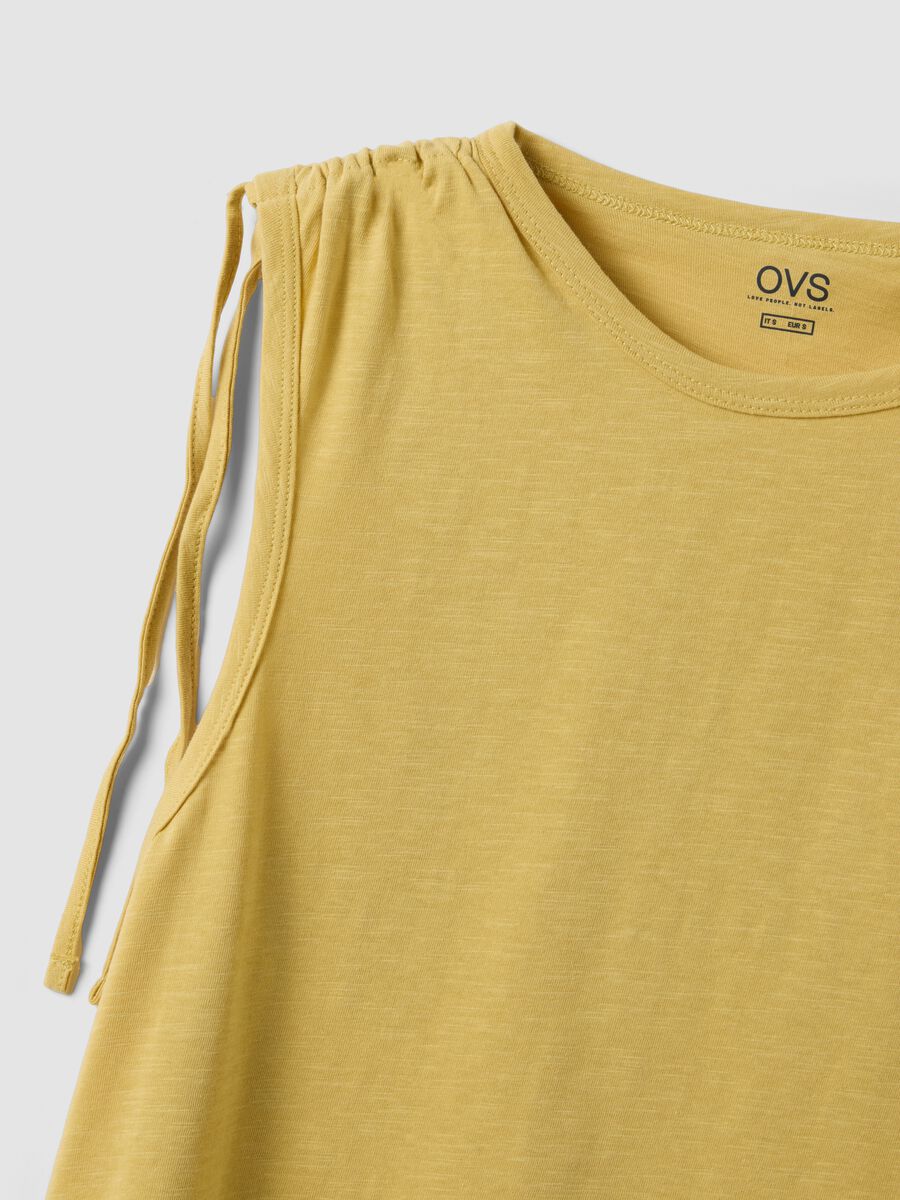 Tank top giallo in puro cotone con laccetti sulle spalle_5