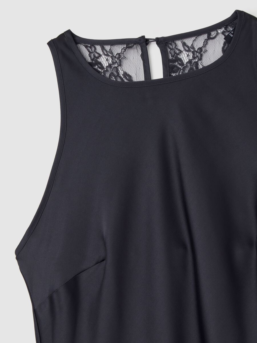 Long black satin dress regular fit_5