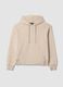 Beige cotton-blend fleece hoodie, regular fit_0