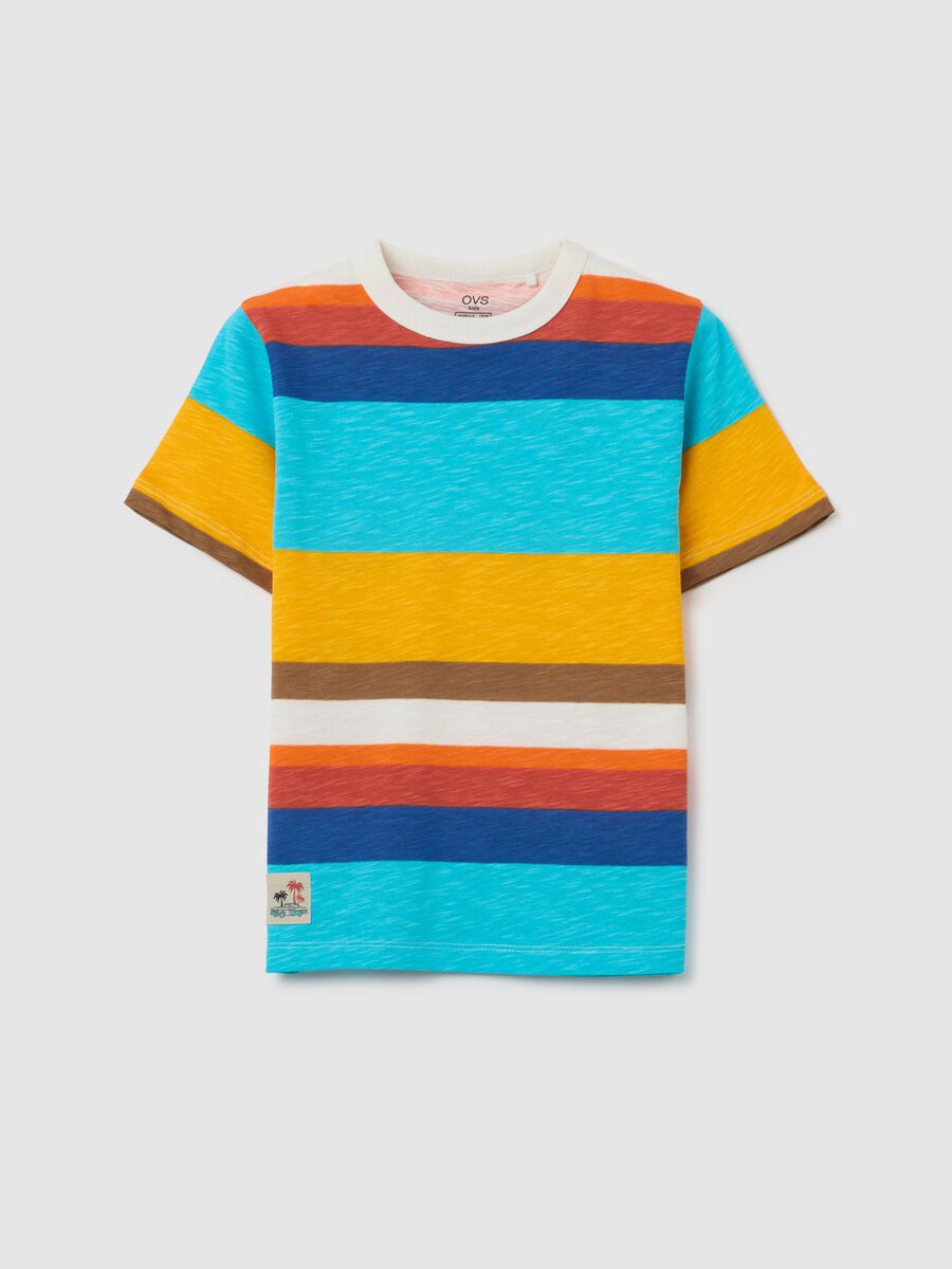OVS Kids Multicolour Striped Cotton T-shirt_0