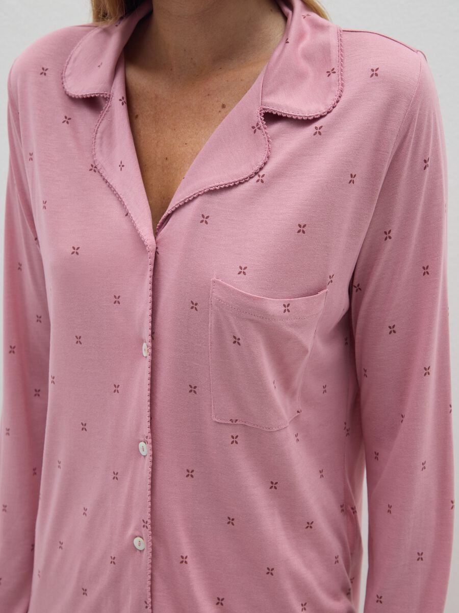 Maglia da notte rosa regular fit con bottoni_3