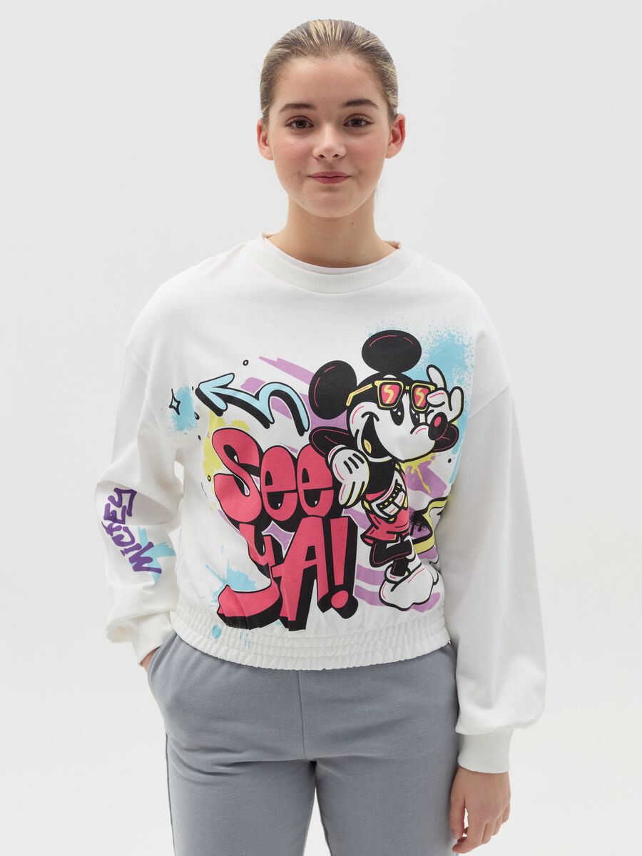Felpa in French Terry con stampa Topolino_0