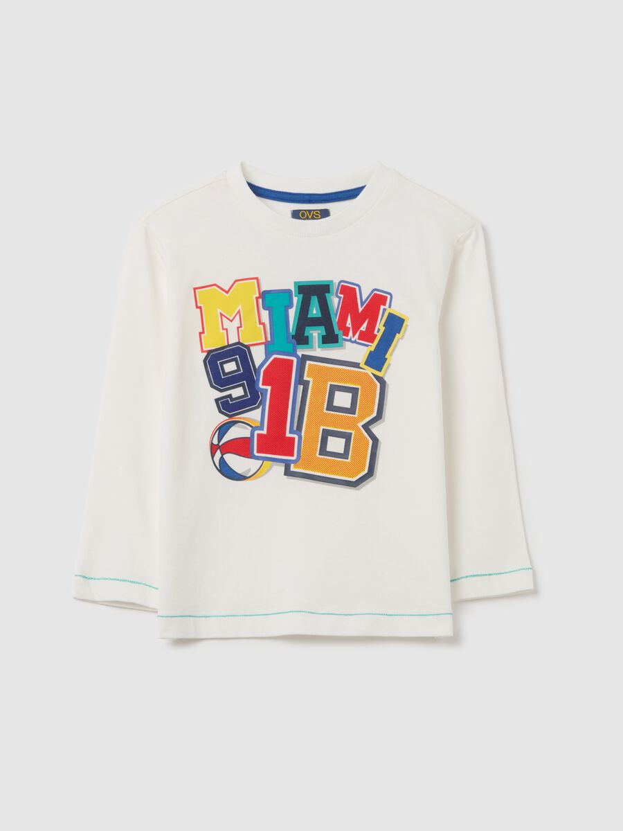 Long-sleeved T-shirt with "Miami 91 B" print_0