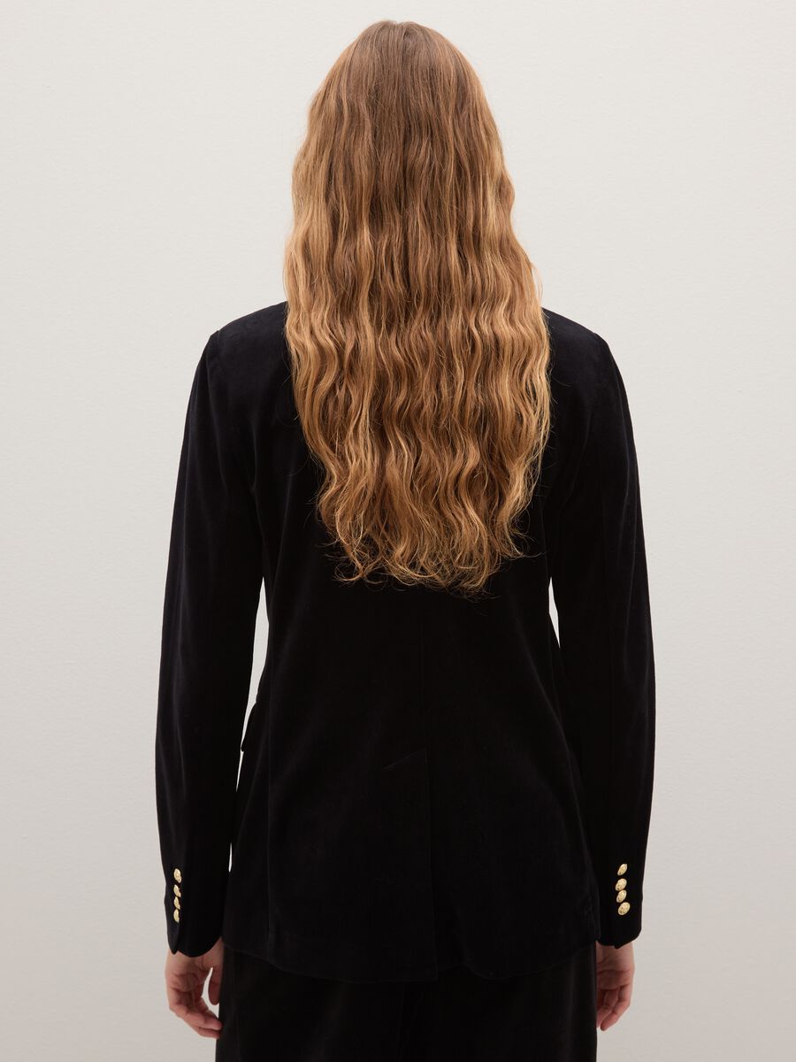 Blazer doppiopetto nero in misto cotone regular fit_3