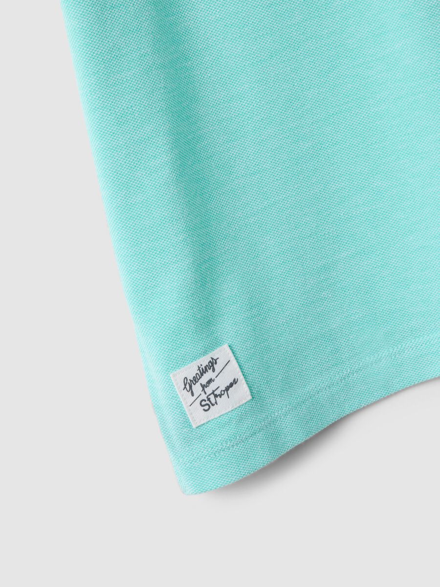 Children's regular fit light blue pure cotton polo with embroidery_3