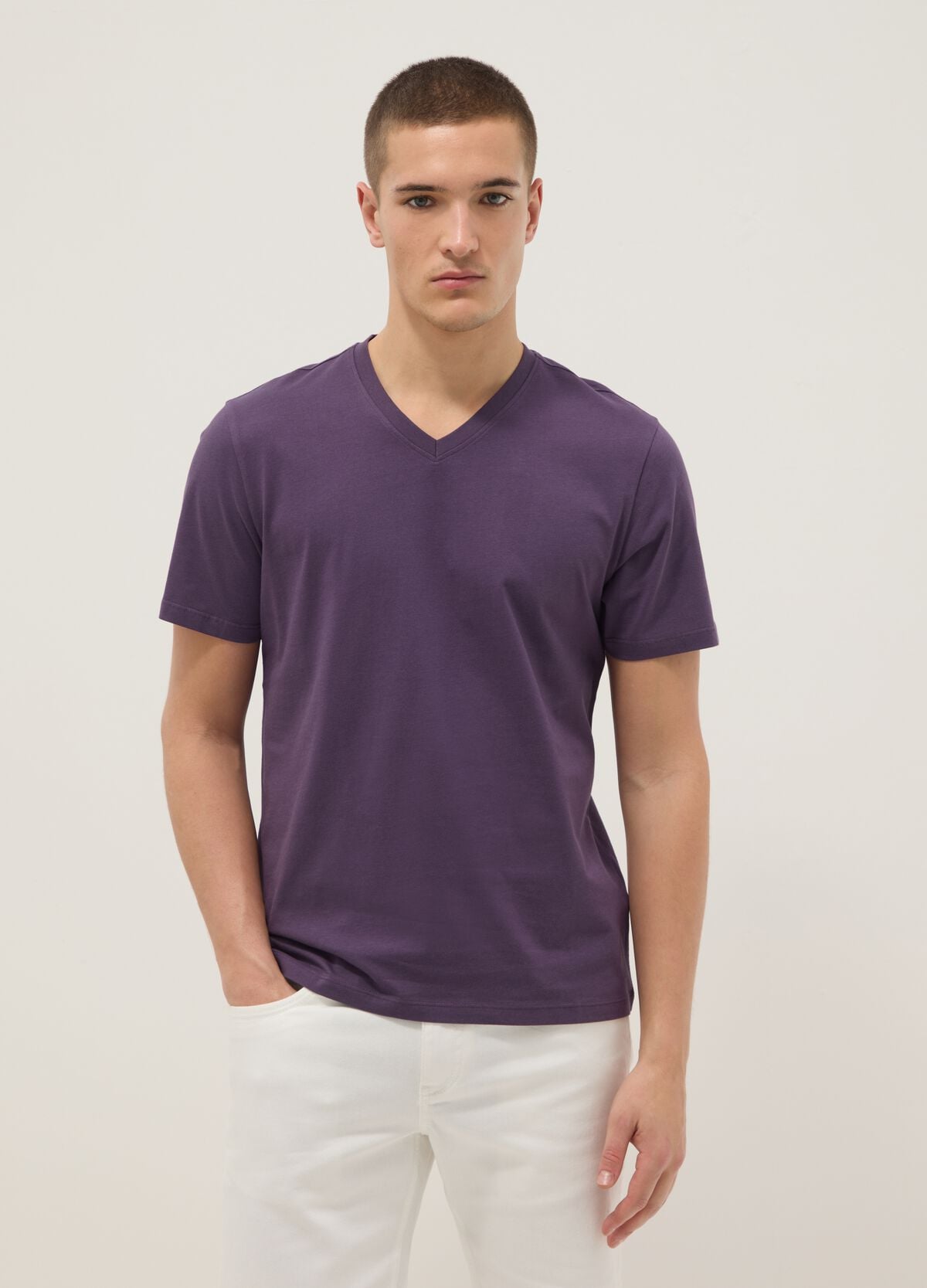 T-SHIRT IN COTONE CON SCOLLO A V - MARRONE MÉLANGE - DONNA | H&M IT T-SHIRT IN COTONE CON SCOLLO A V - MARRONE MÉLANGE - DONNA | H&M IT