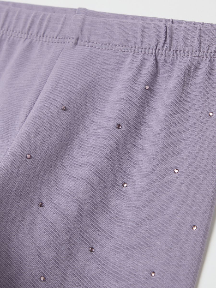 Black leggings in stretch cotton with diamantés_2