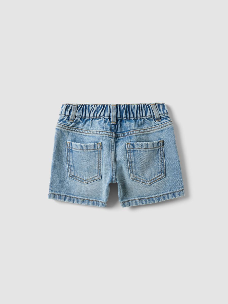Shorts denim blu in puro cotone da bambina regular fit con strass_1
