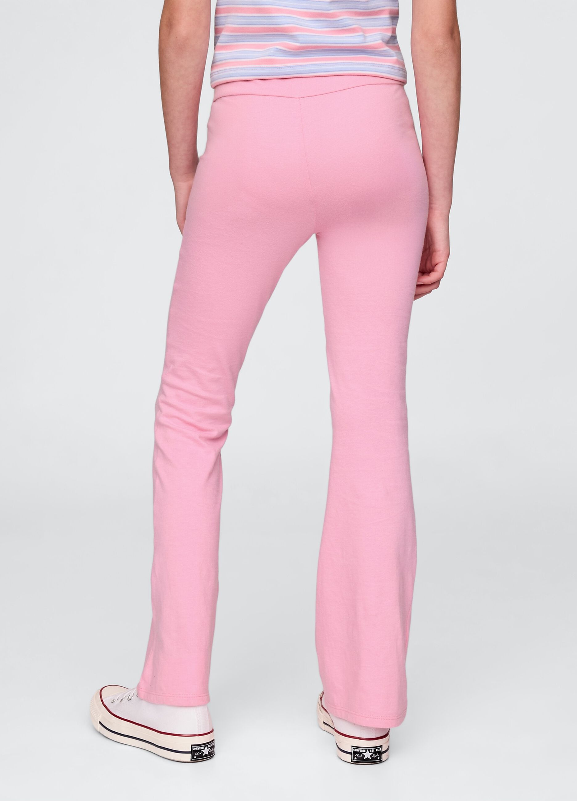 Pink Flared Trousers in Stretch Cotton