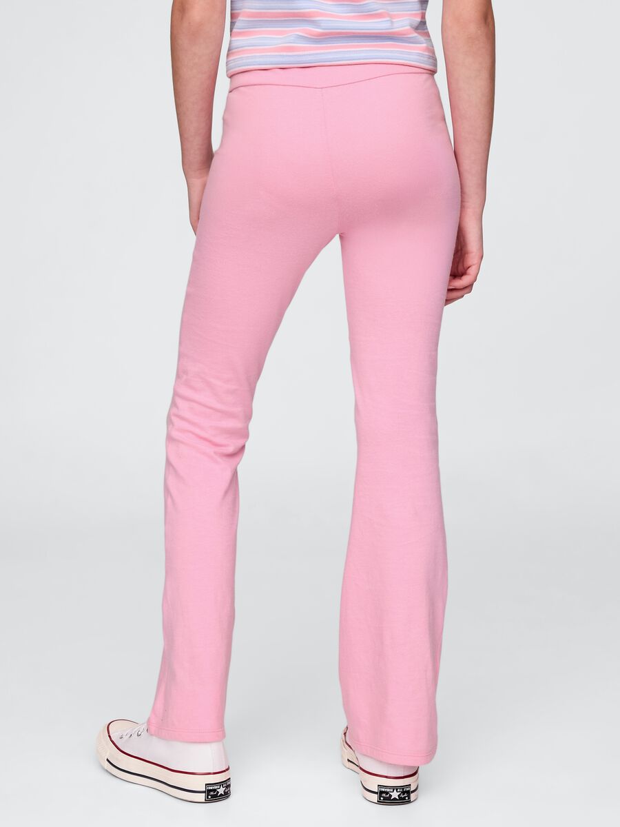 Pink Flared Trousers in Stretch Cotton_2
