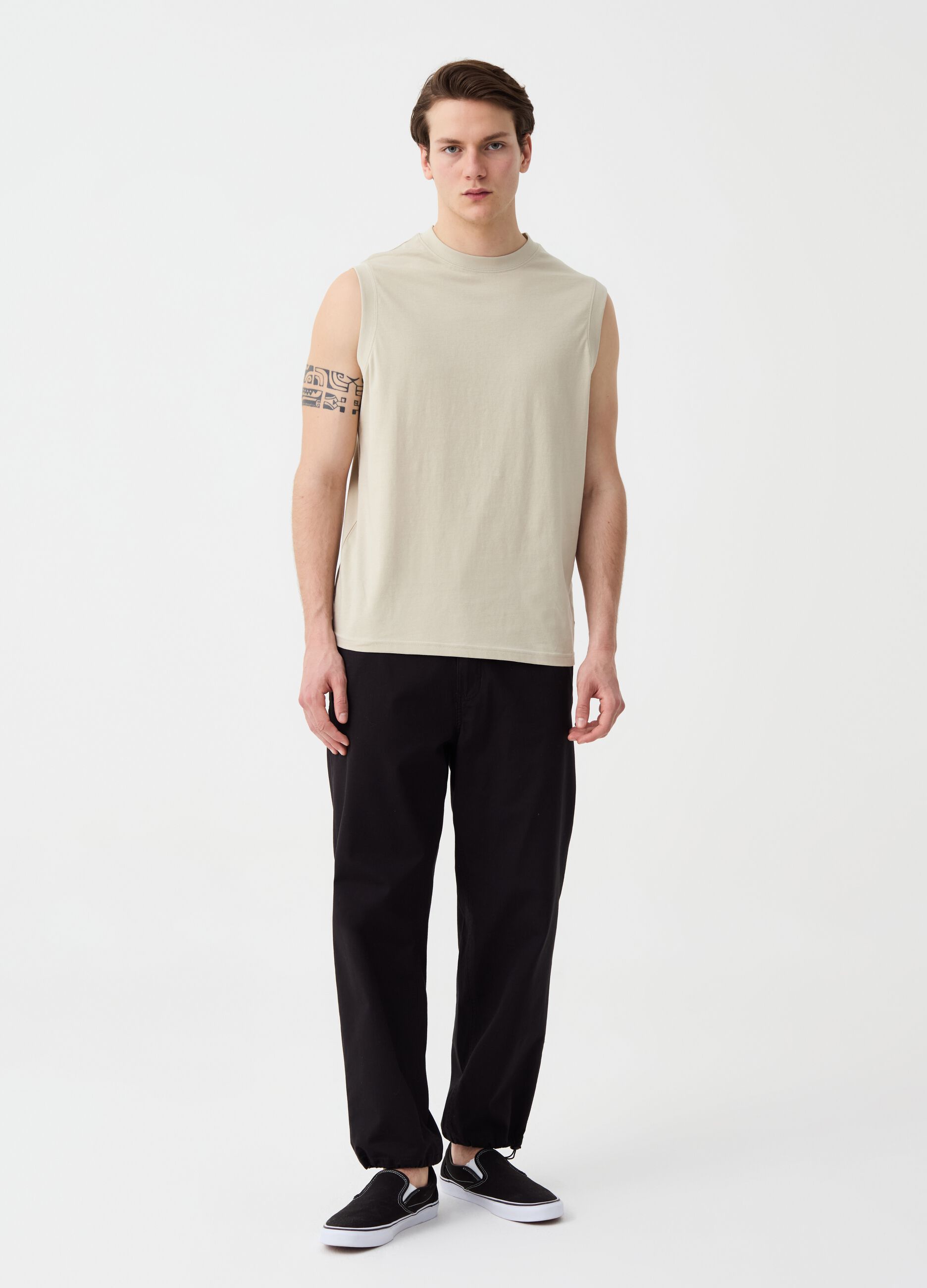 Tank top in cotone girocollo