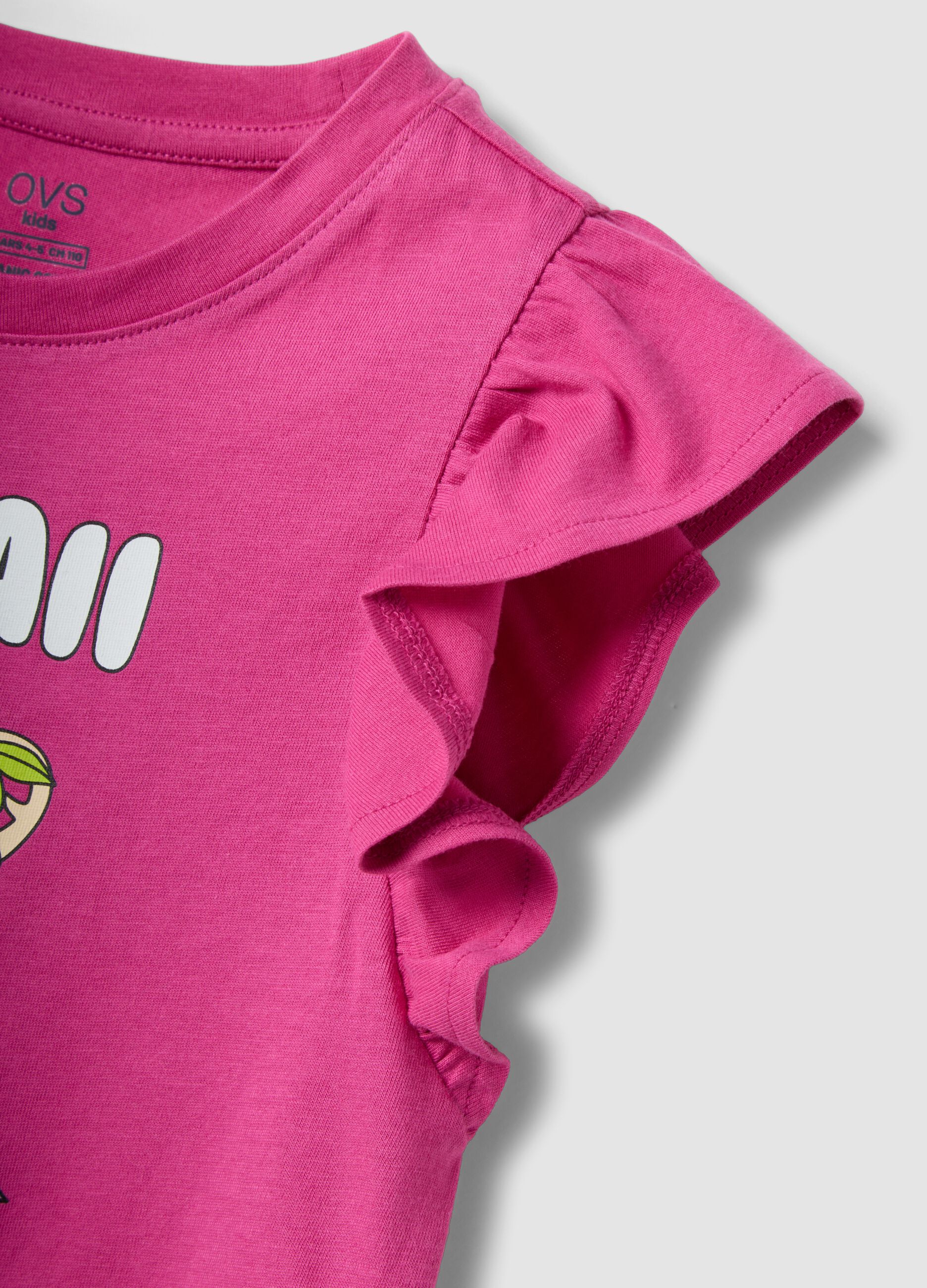 Pink organic cotton vest top with ruffles