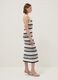 Fitted maxi dress in pure cotton with openwork knit and multicolour stripes_3