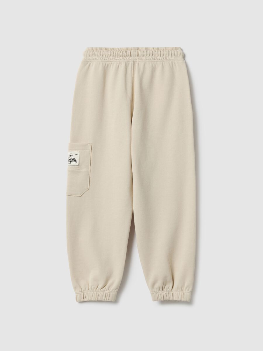 Kids' beige jogger trousers in pure cotton regular fit_1