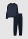 Blue cotton blend regular fit pyjamas_4