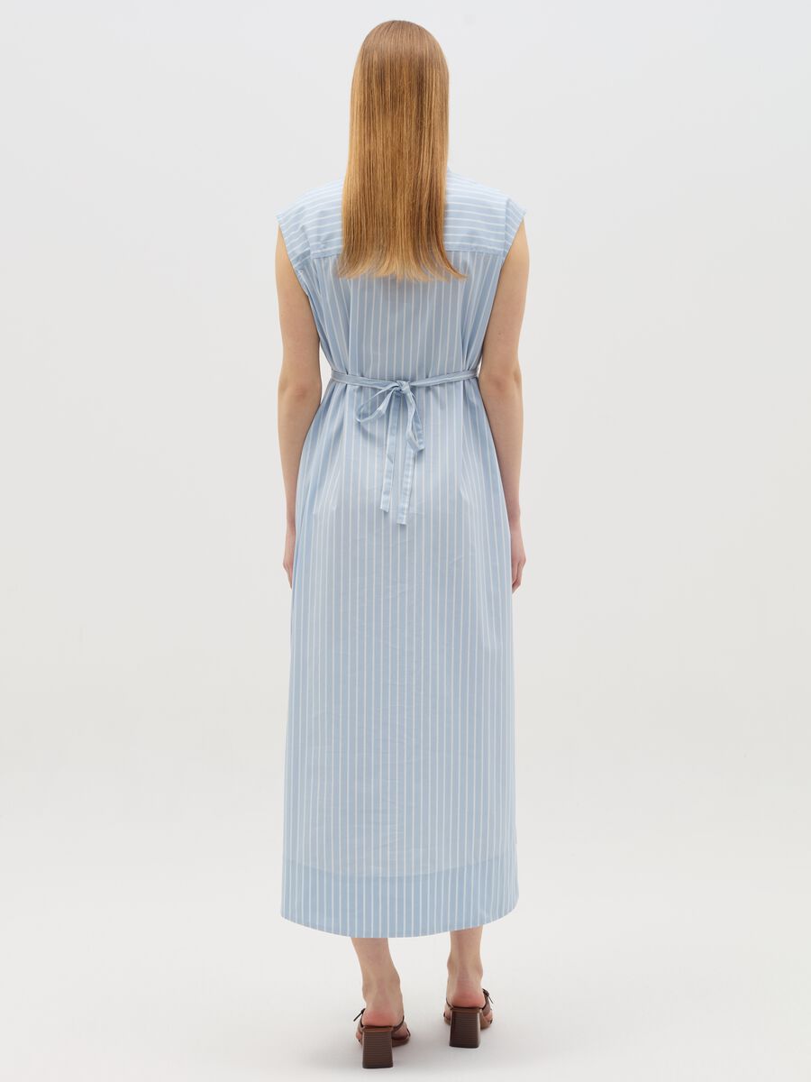 Long maternity shirt dress with stripes_3