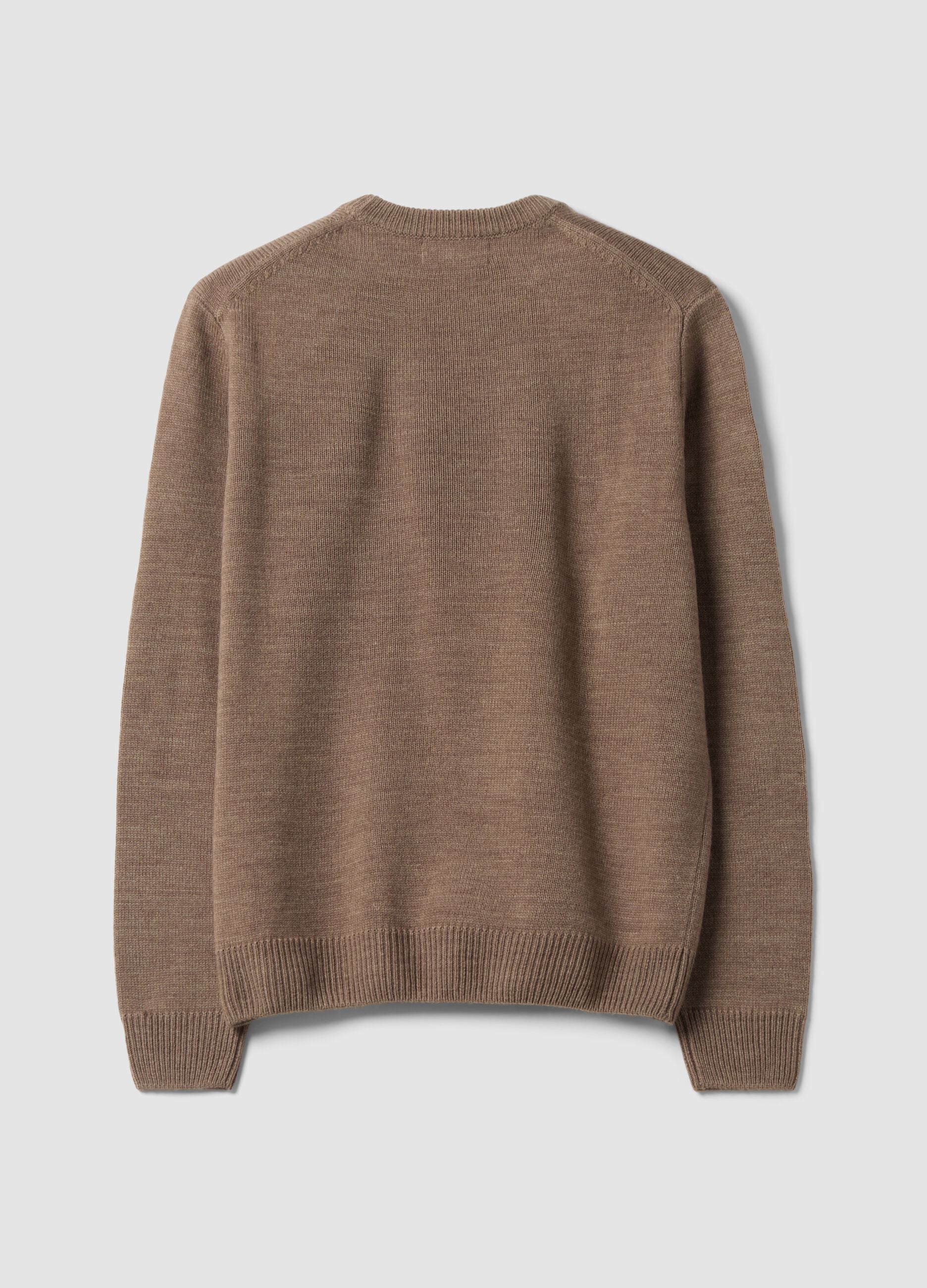 Maglia marrone girocollo in jersey knit regular fit