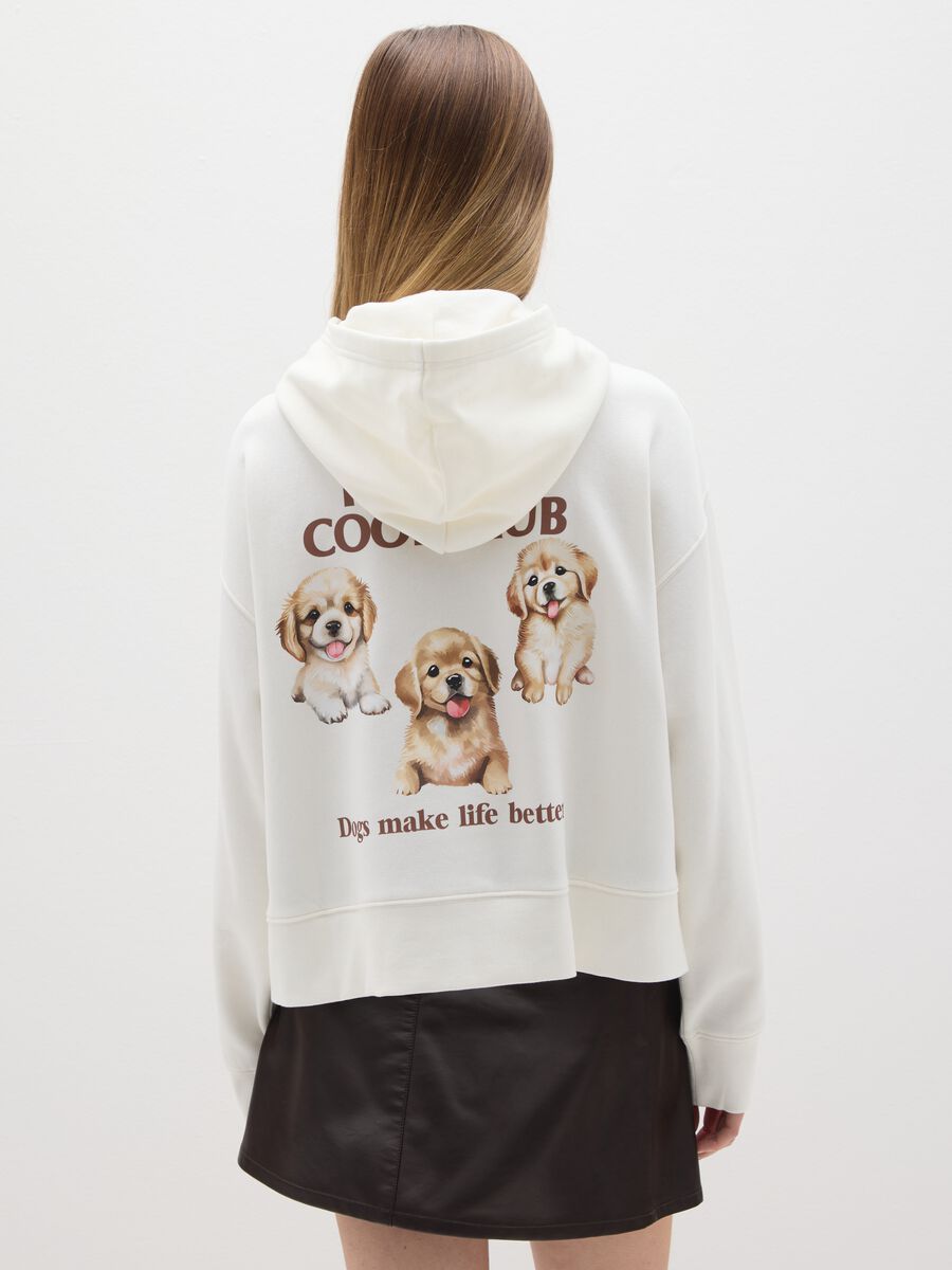 White cotton blend regular fit sweatshirt with print_2