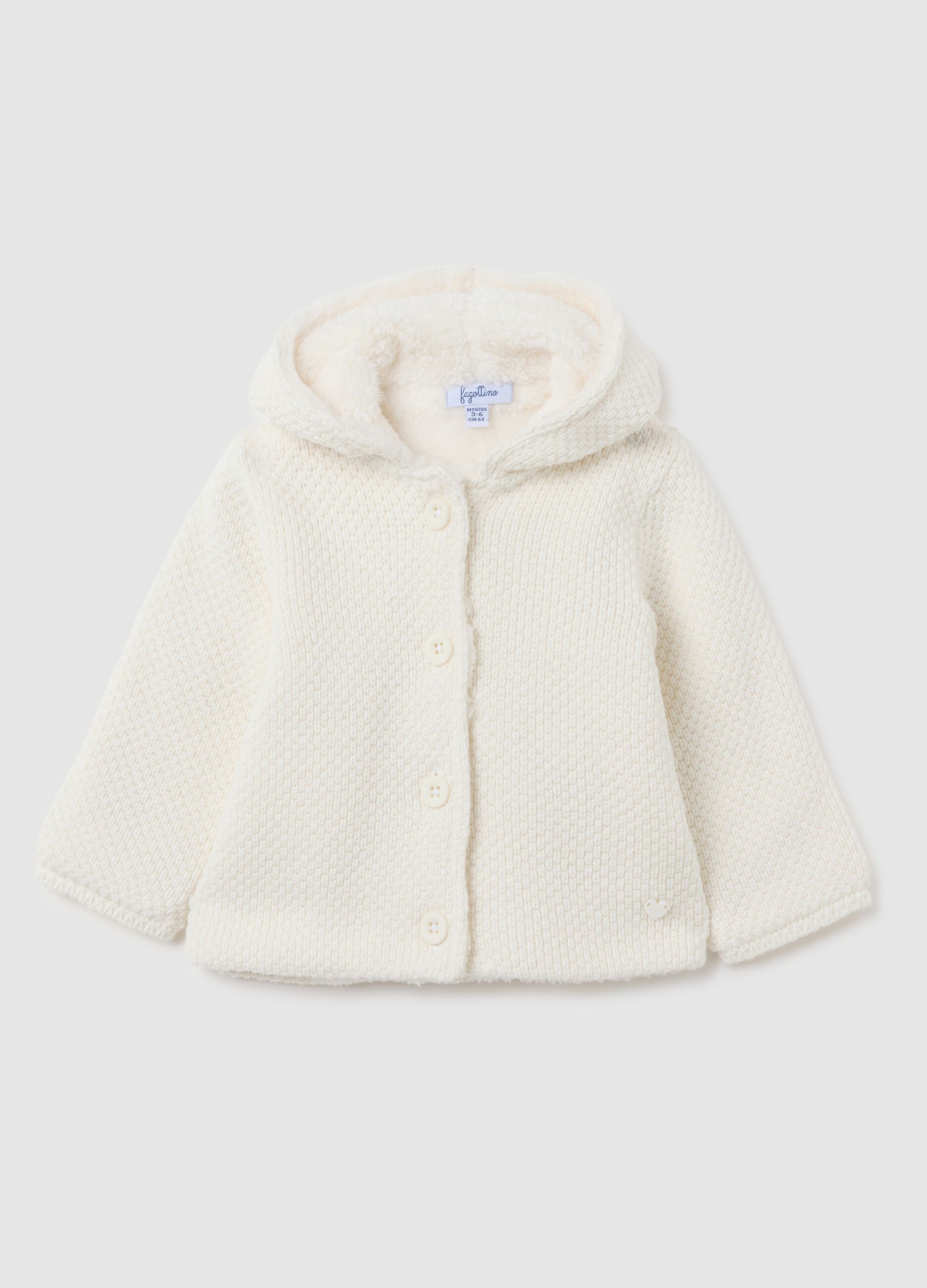 Girl's white cotton coat regular fit