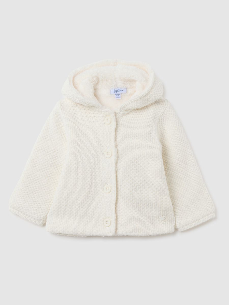 Girl's white cotton coat regular fit_0