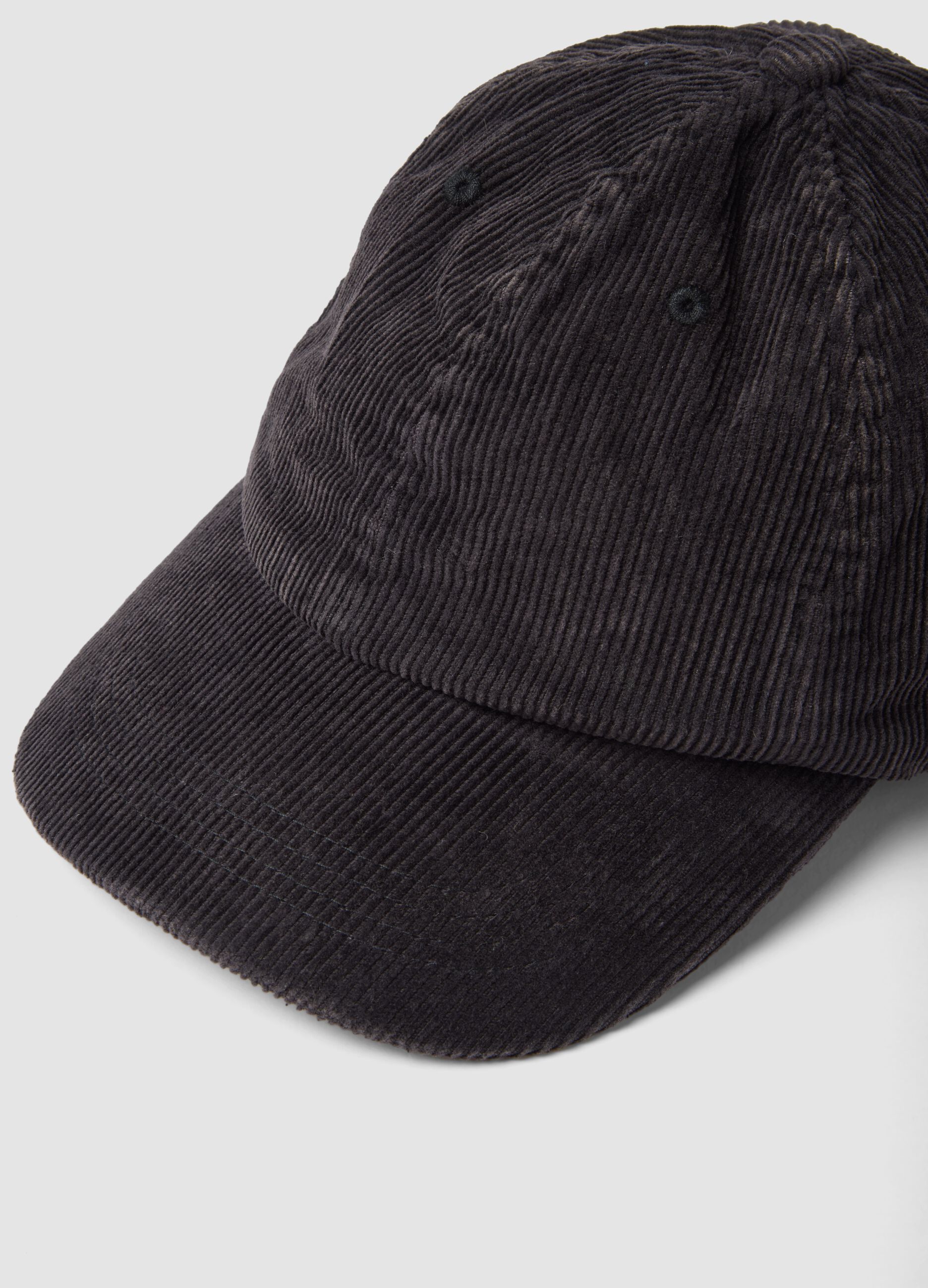 Cappello baseball marrone in puro cotone a coste