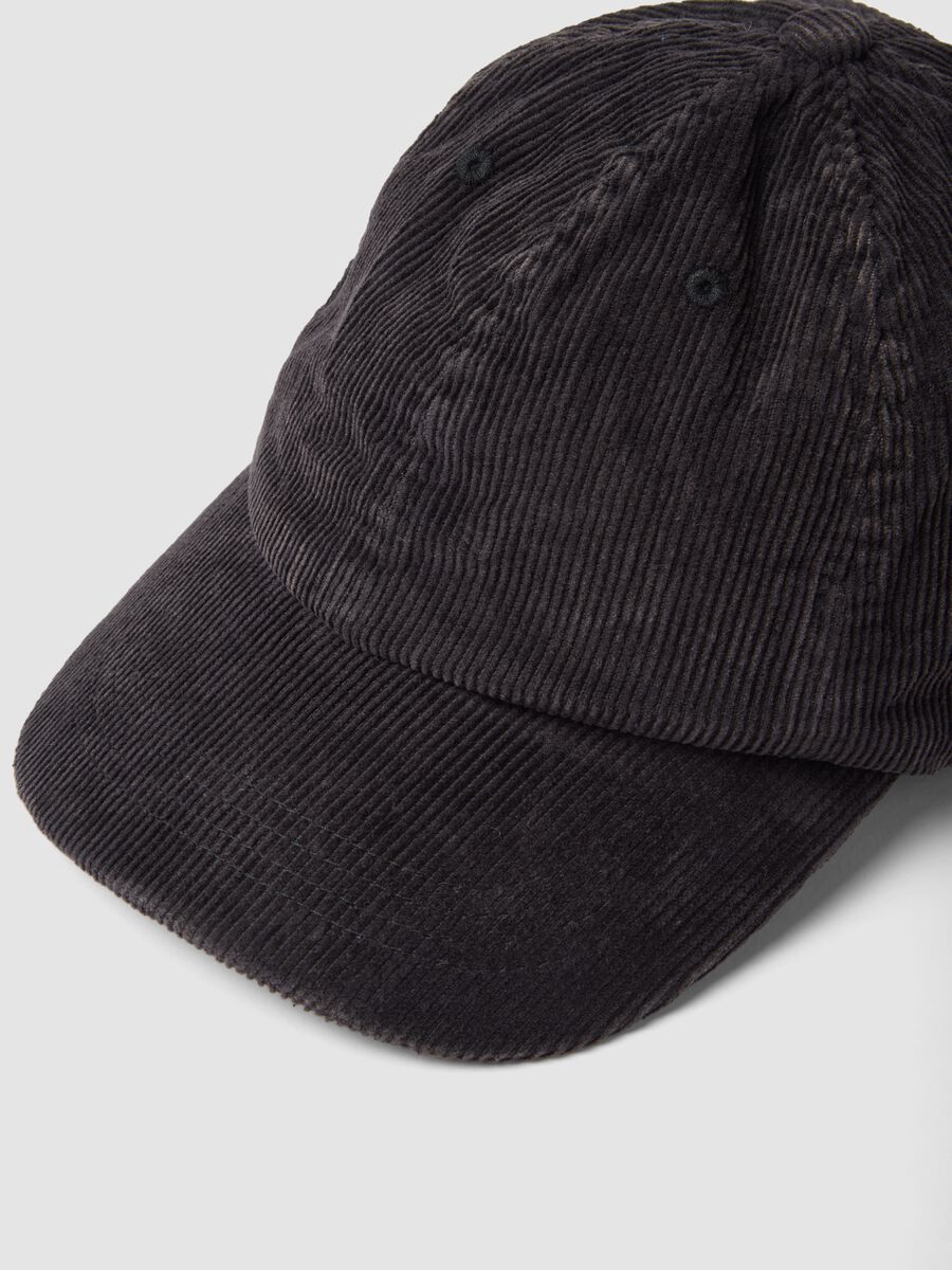 Cappello baseball marrone in puro cotone a coste_1