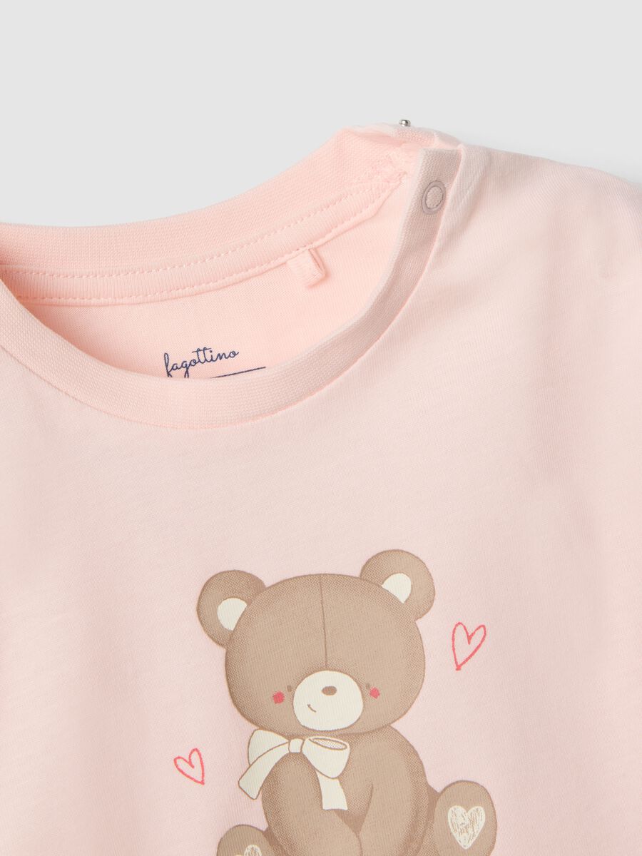 Pigiama rosa in puro cotone da neonata con stampa orsetto regular fit_2
