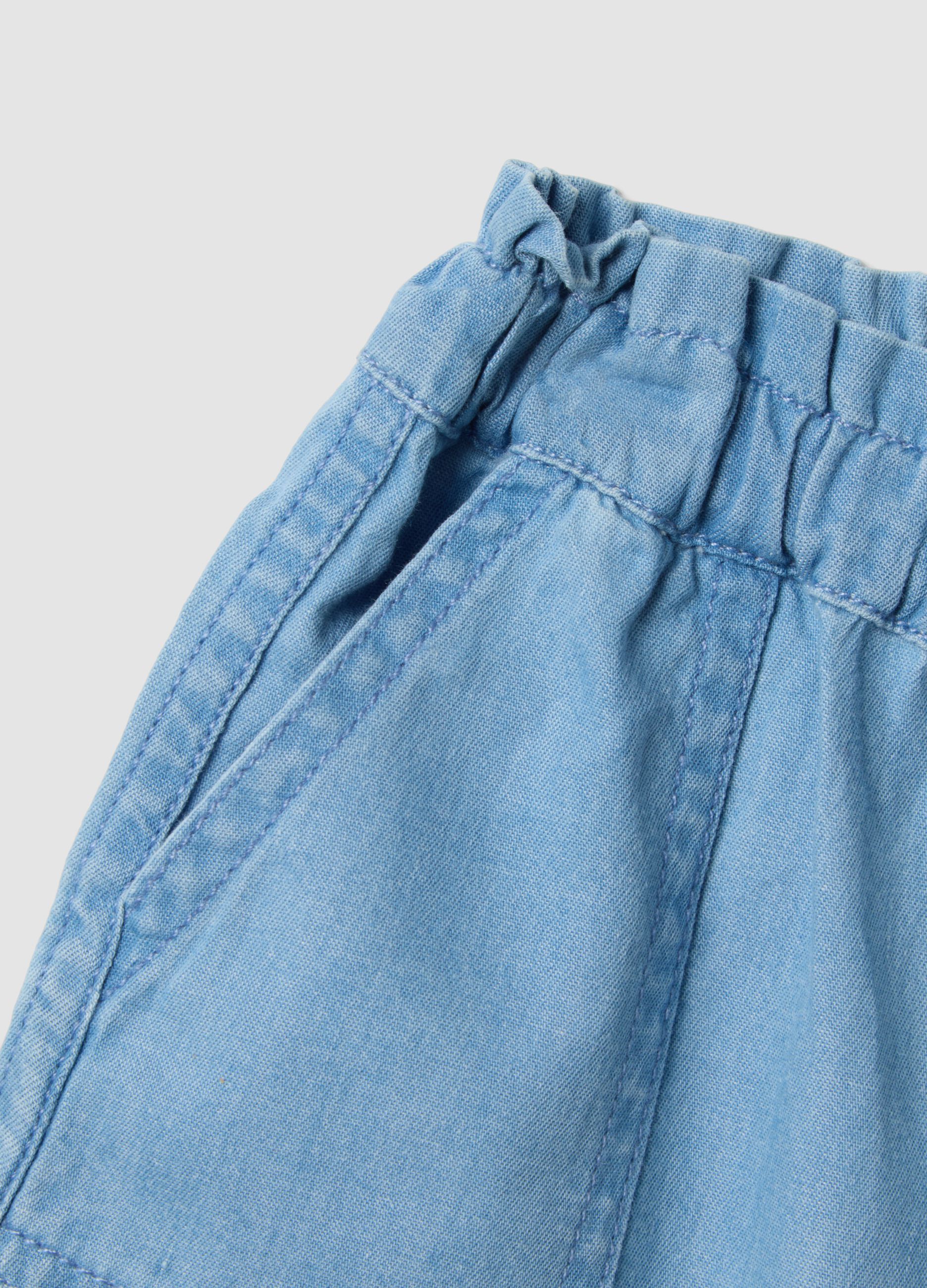Sky-blue pure cotton shorts
