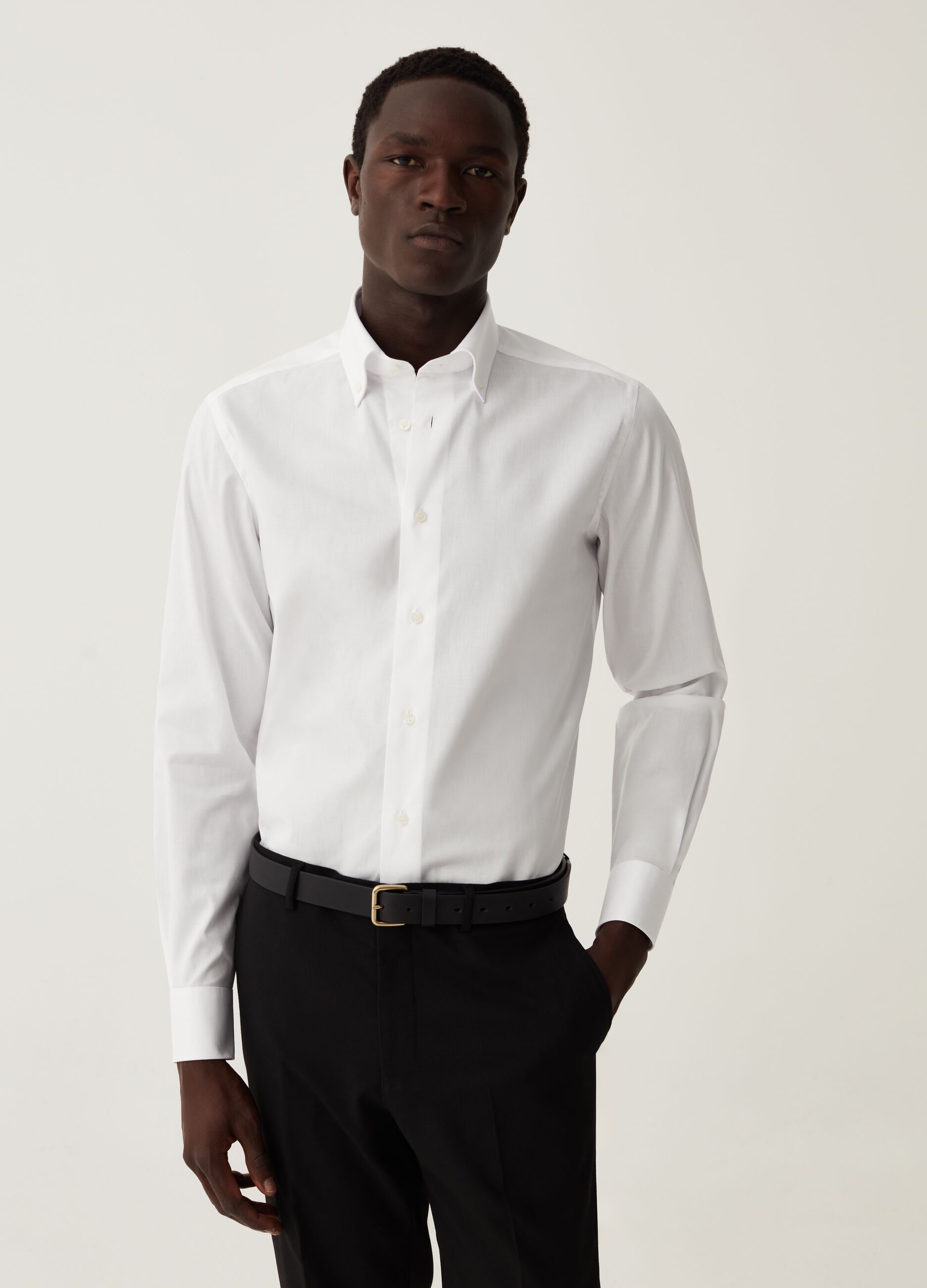 Camicia slim fit in cotone button-down_1