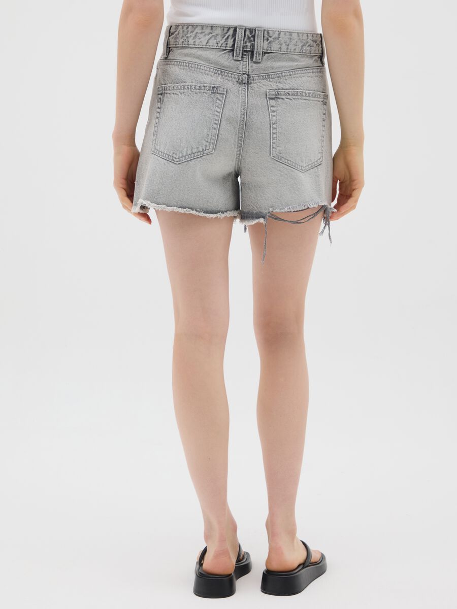 Shorts da donna in puro cotone grigi regular fit_2