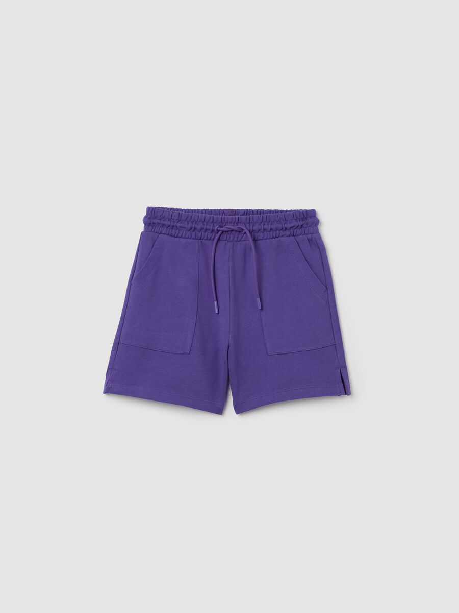 Short da ragazza in puro cotone viola con vita regular_3