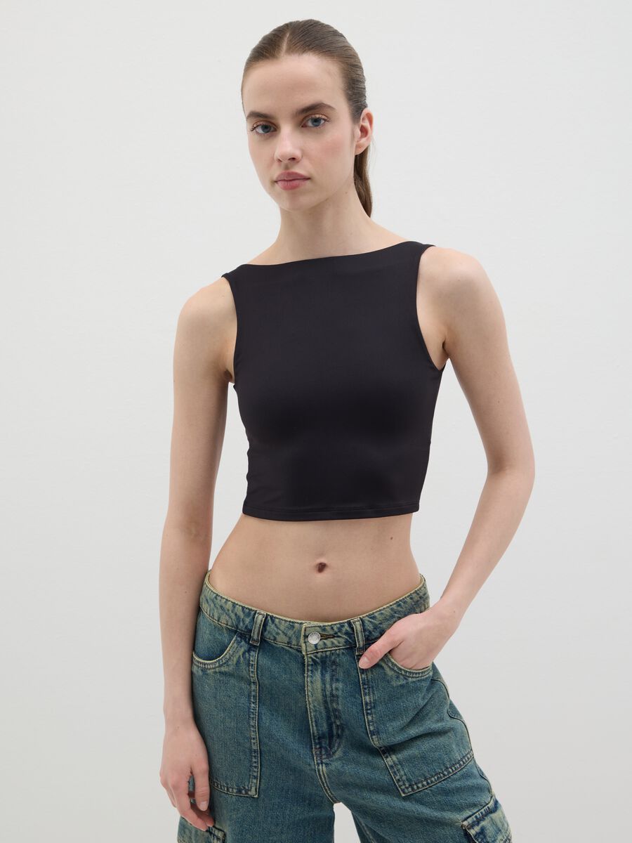 Stretch Black Cropped Top B.Angel_0