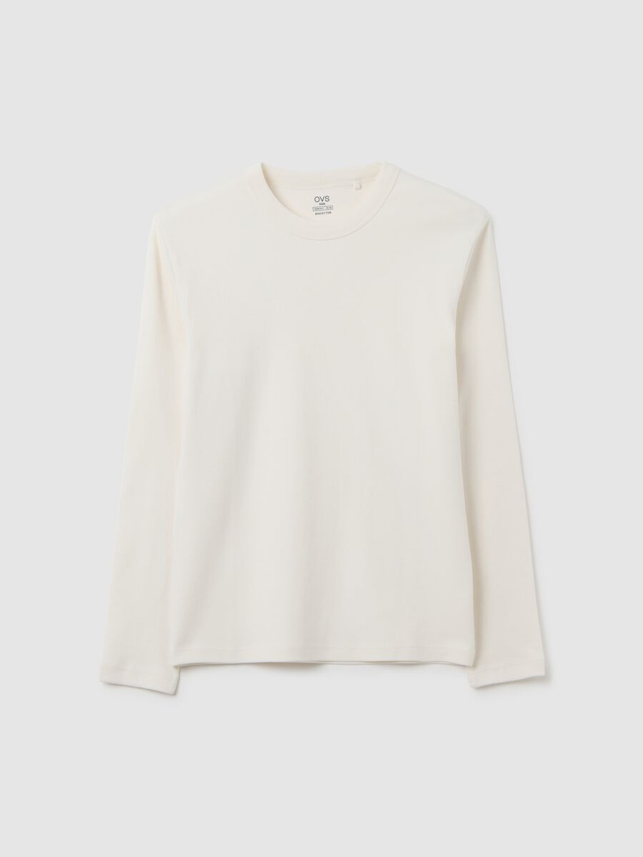 Maglia da ragazzo in puro cotone bianca regular fit_0