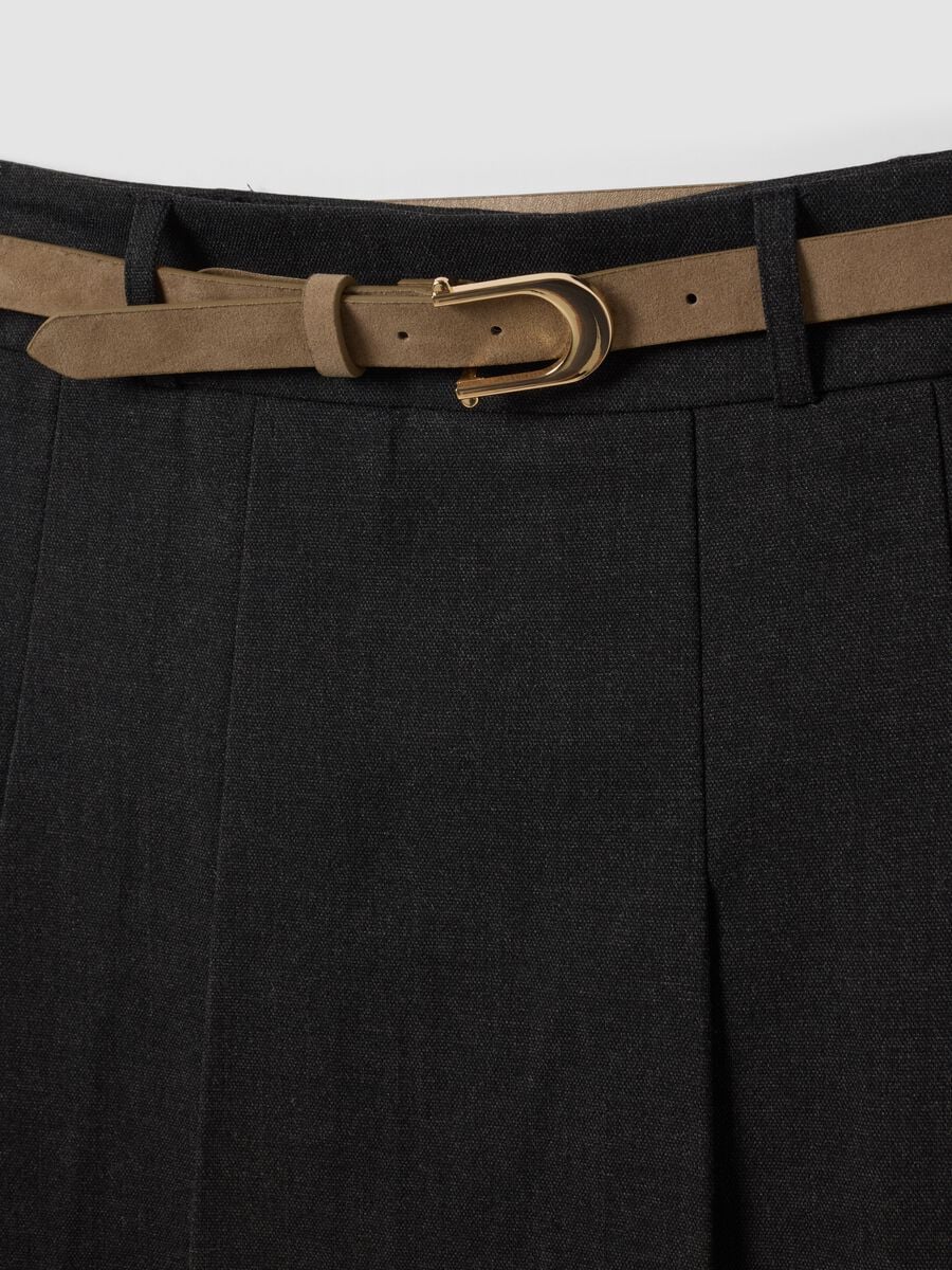 Grey stretch viscose mini skirt with belt_1