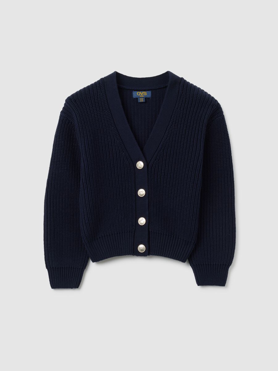 Girls' Blue Cotton Blend Cardigan Regular Fit_0