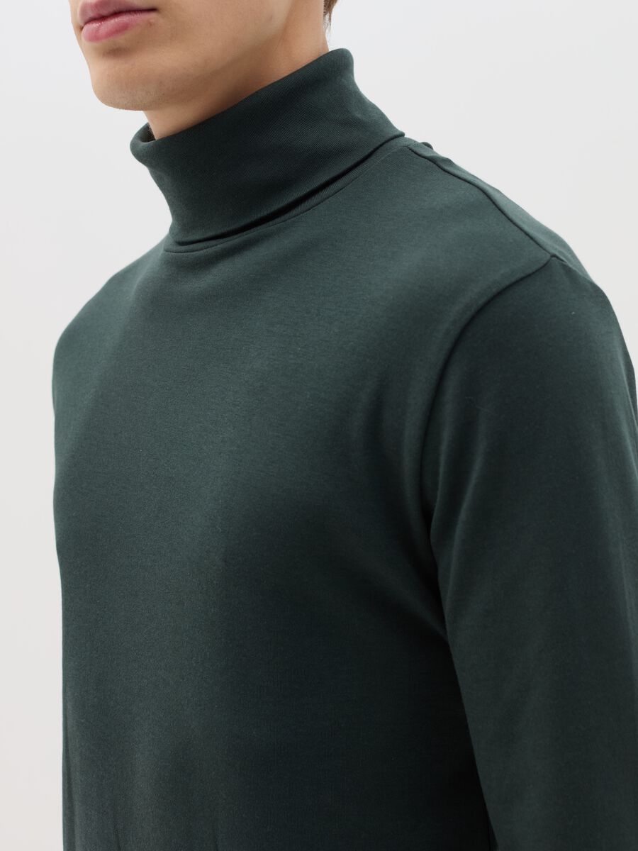 Interlock cotton T-shirt with high neck_2