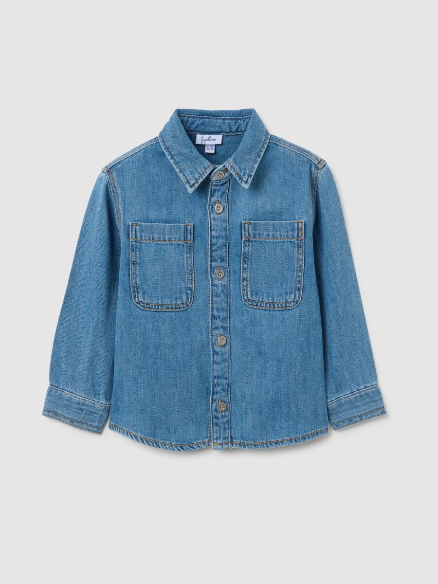 Baby denim shirt with collar_0